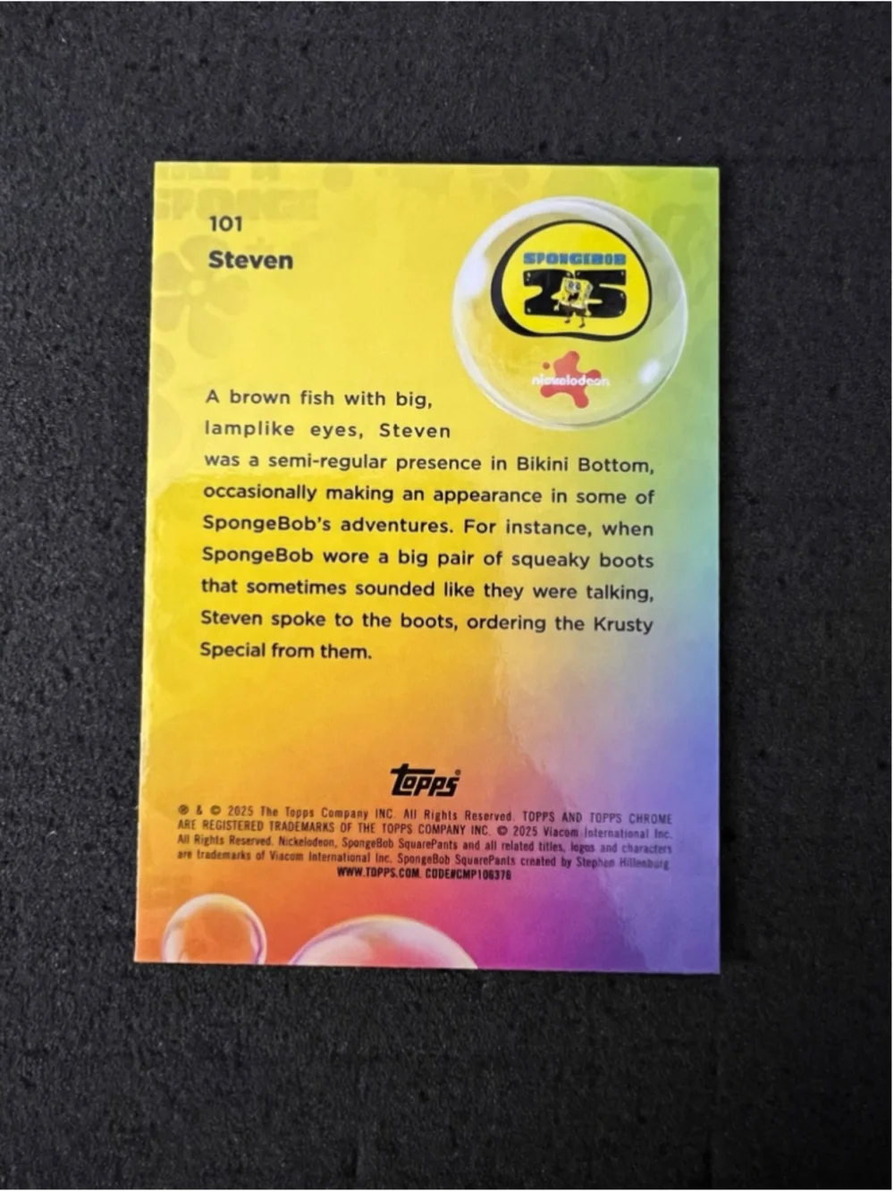 Steven - 2025 Topps Chrome Spongebob - Flower Cloud Refractor #44/75 - Picture 2 of 2